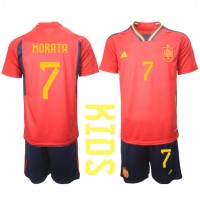 Spain Alvaro Morata #7 Replica Home Minikit World Cup 2022 Short Sleeve (+ pants)